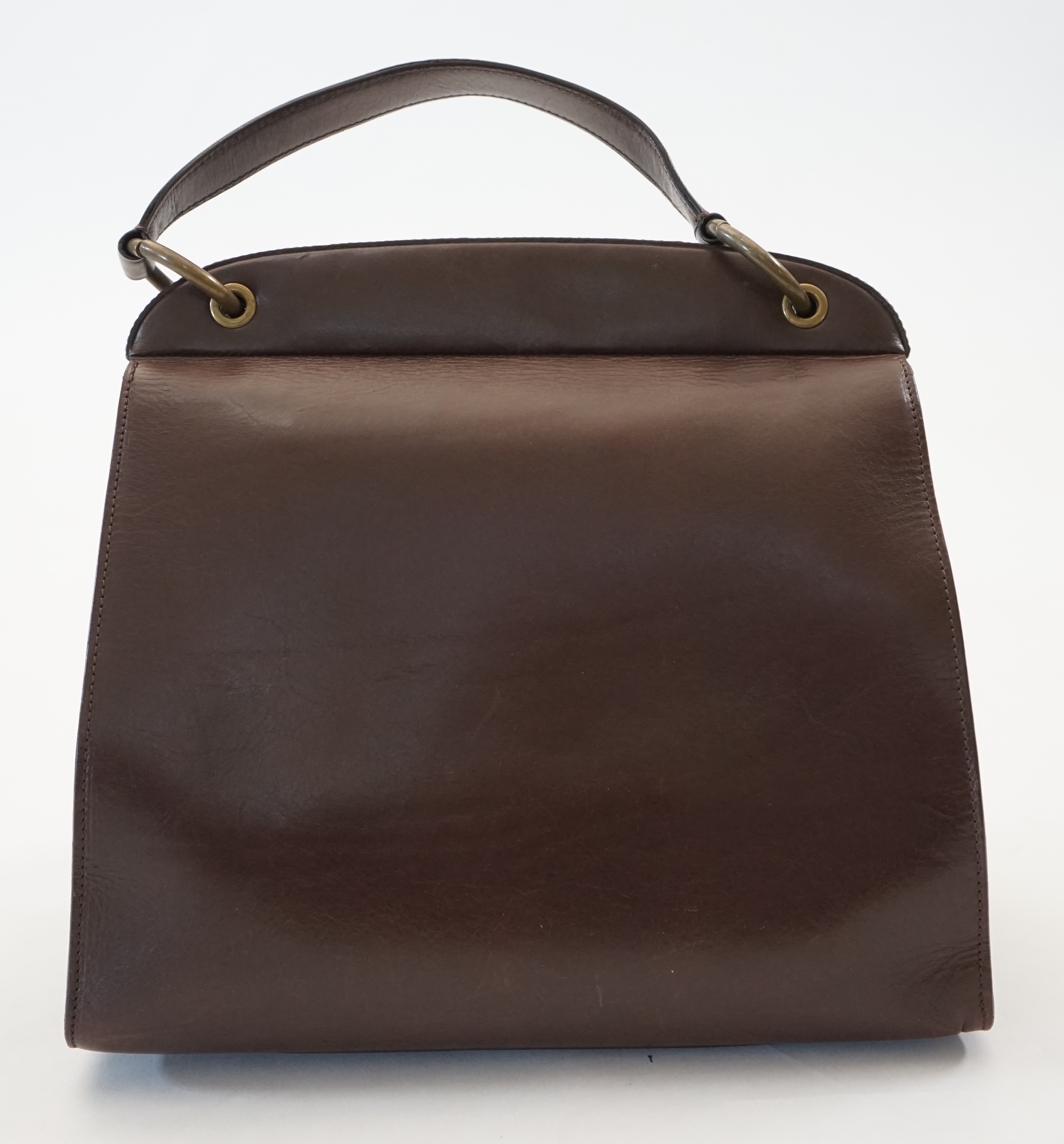 A Marni brown leather satchel bag, width 34cm, depth 18cm, height 28cm